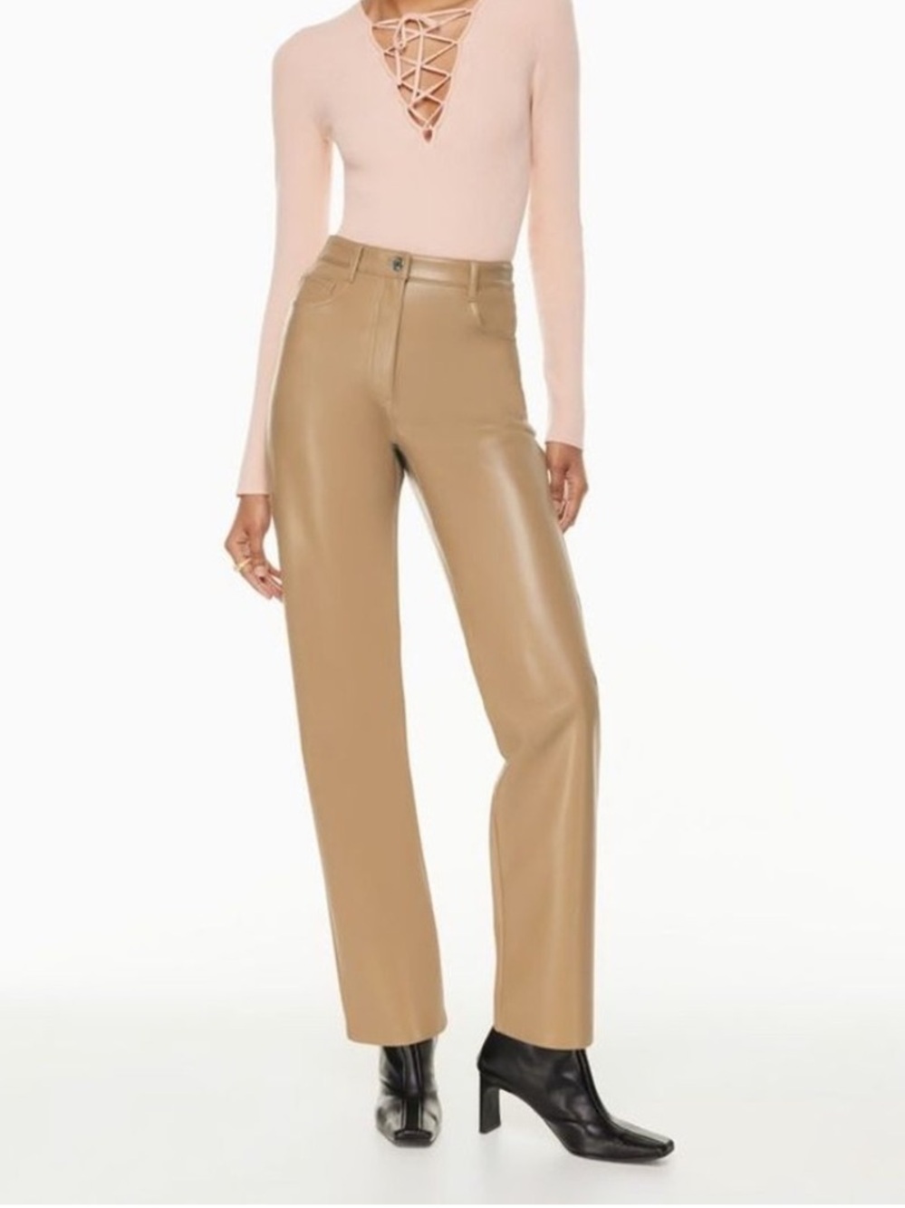 Aritzia Wilfred The Melina Faux Leather Pants Tan Women’s 6